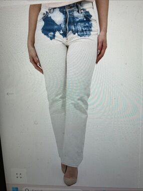 Balenciaga blue fade to bleach white High-Rise Straight leg Jeans - authentic